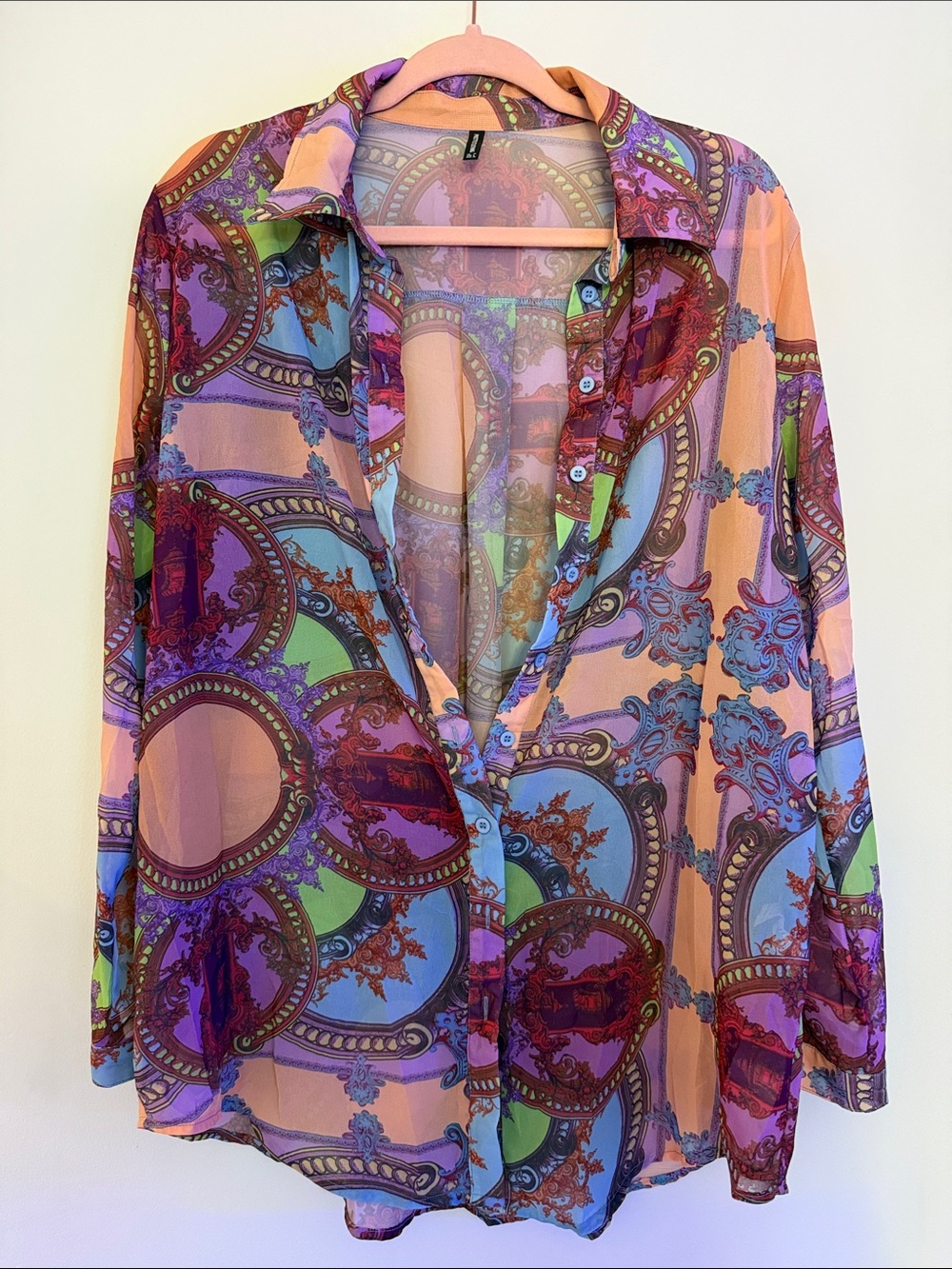 PrettyLittleThing Multicolor Paisley Sheer Button-Up